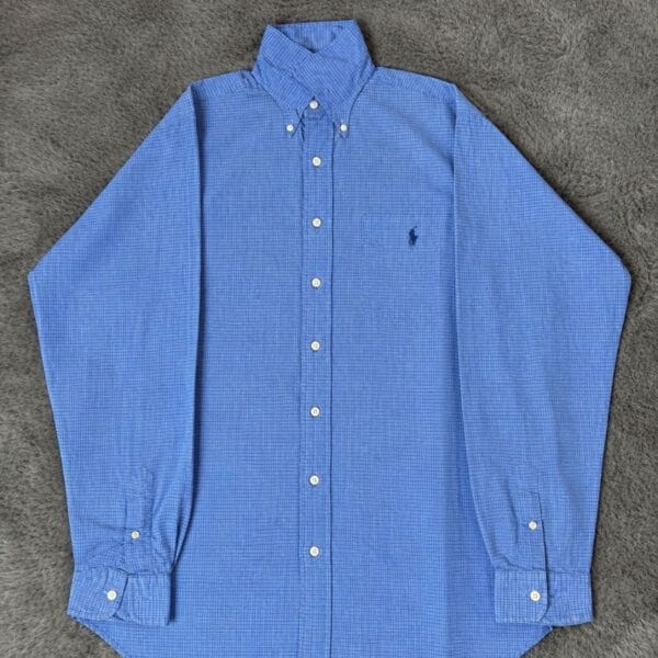 Chemise Ralph Lauren bleue à carreaux homme à manches longues