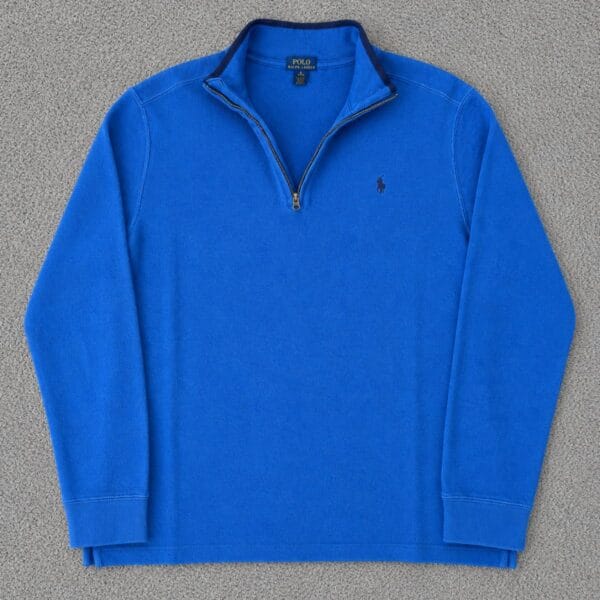 Pull Ralph Lauren bleu homme col zippé